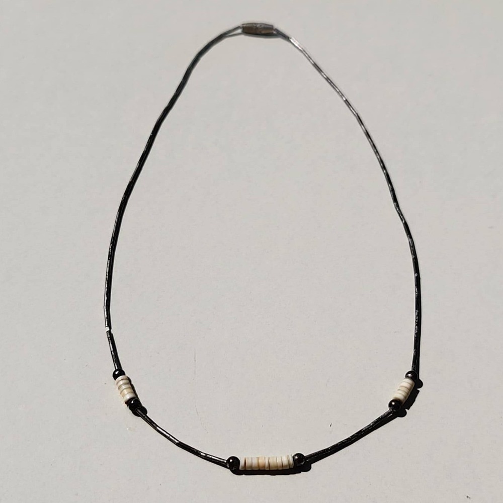 Vintage Liquid Sterling Silver Heishi Shell Southwestern Boho Necklace - Picture 1 of 5